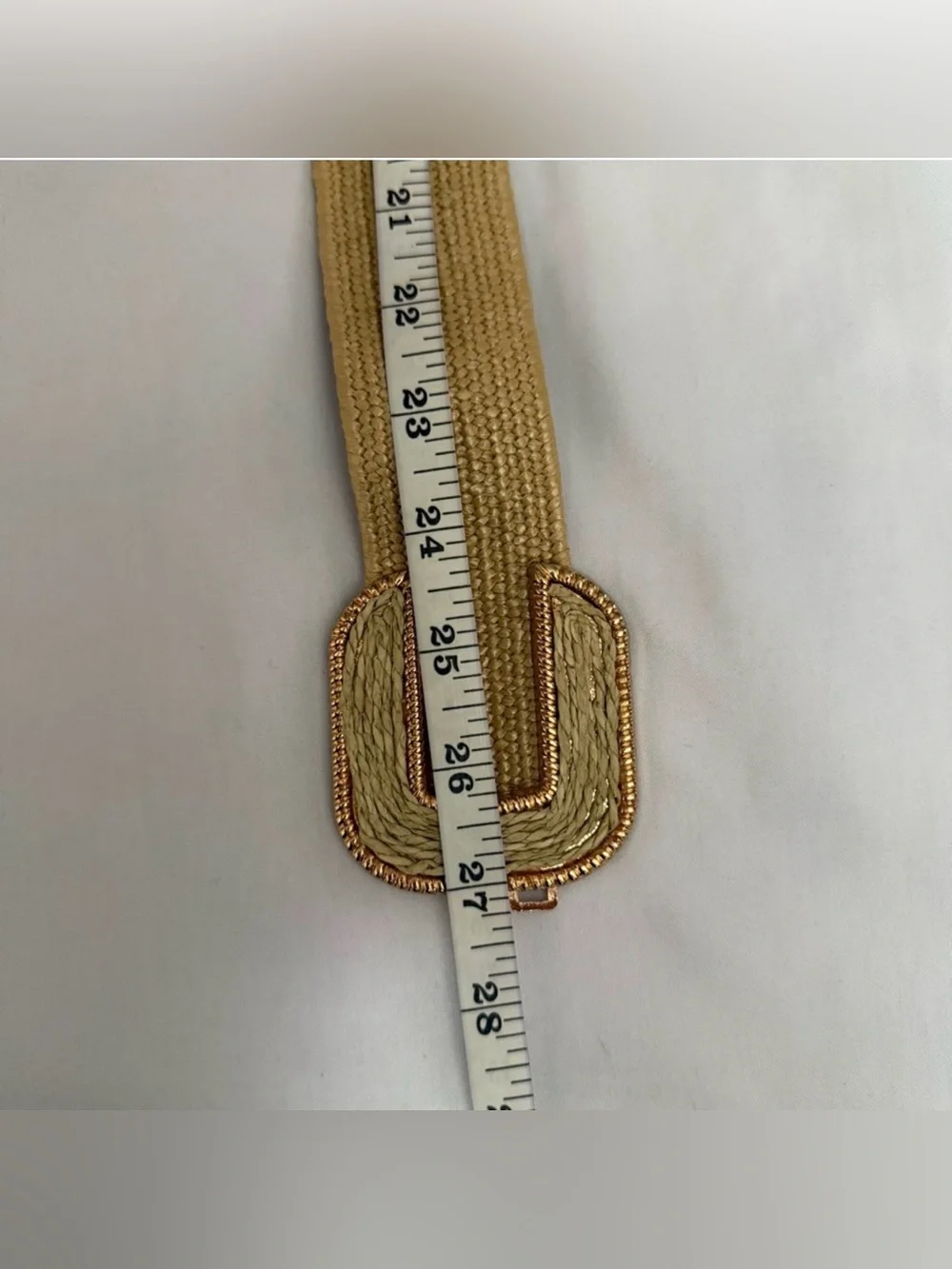 Bohemian khaki stretchy paper waistband belt